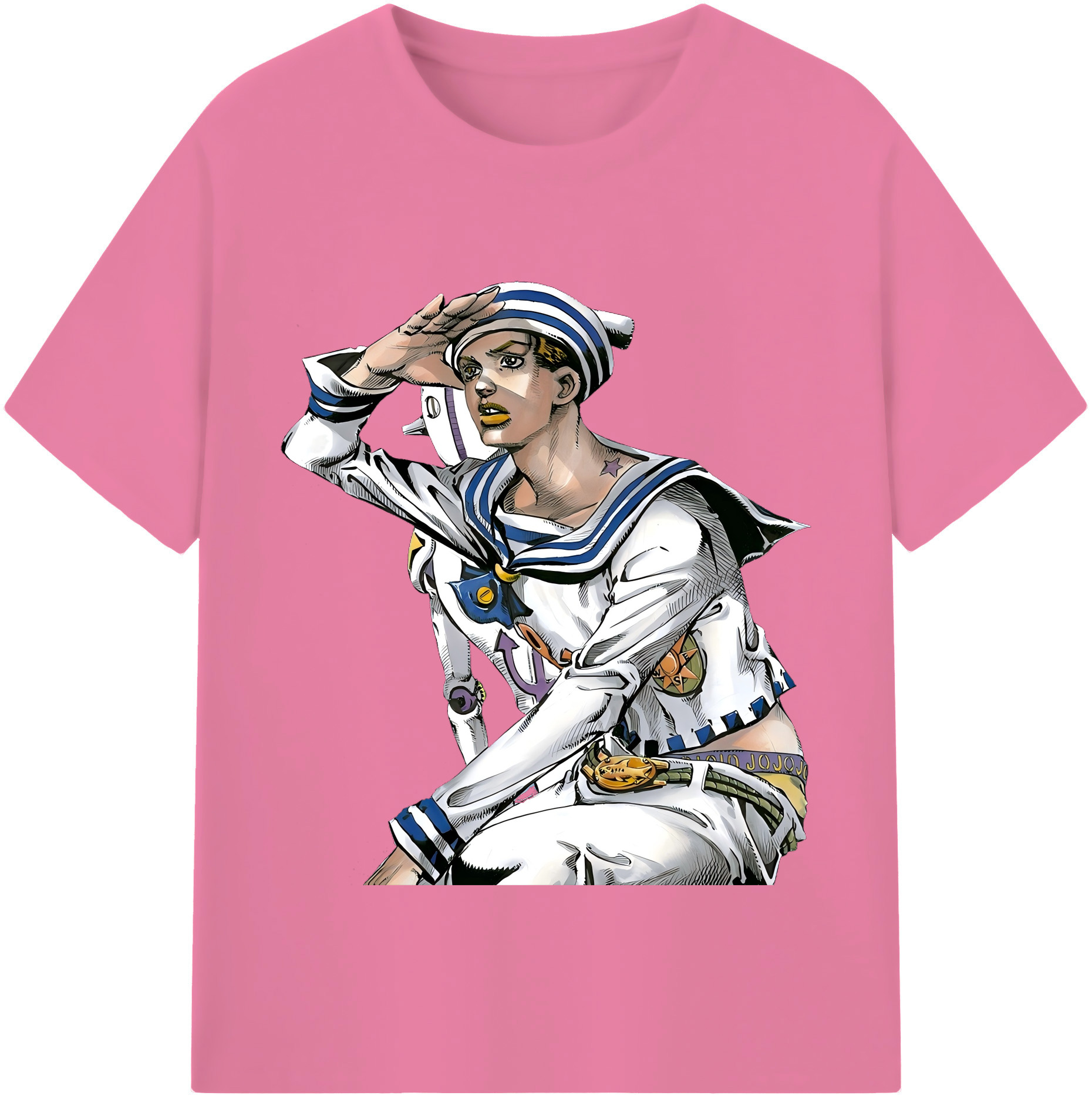 （画像用） ジョジョの奇妙な冒険 東方定助 JoJo's Bizarre Adventure Higashikata Josuke 綿100％半袖Tシャツ（フロントプリント）